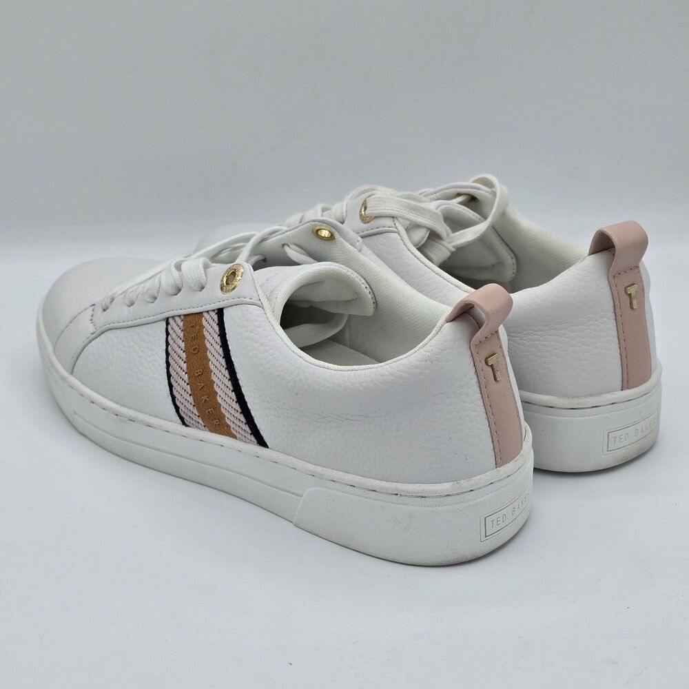 Ted Baker Bailey Icon Sneakers Women’s Leather Tennis White Pink Size 6.5 - Picture 4 of 6
